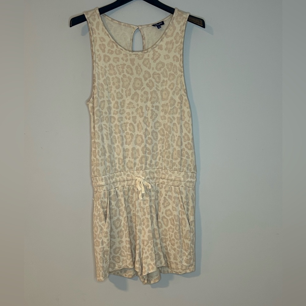 Splendid Beige Leopard Print Sleeveless Romper - Size S